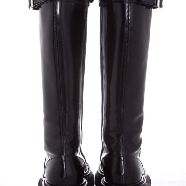 Alexander McQueen Sitvale Pelle Black Boots SZ 38.5