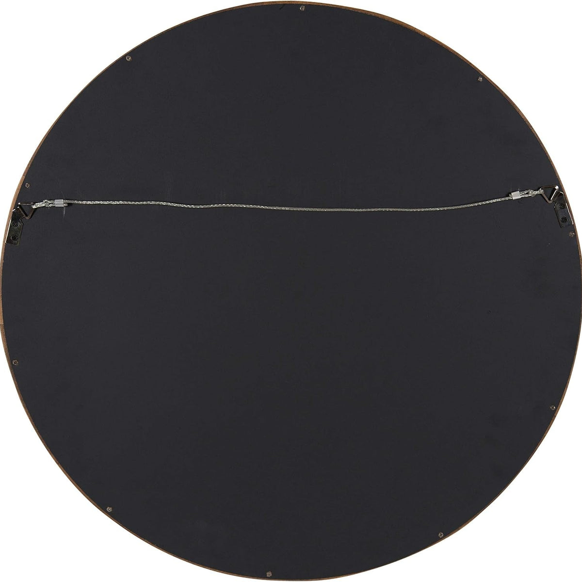 Hutton round Decorative Modern Wood Frame Wall Mirror, 22 Inch Diameter, Walnut Finish
