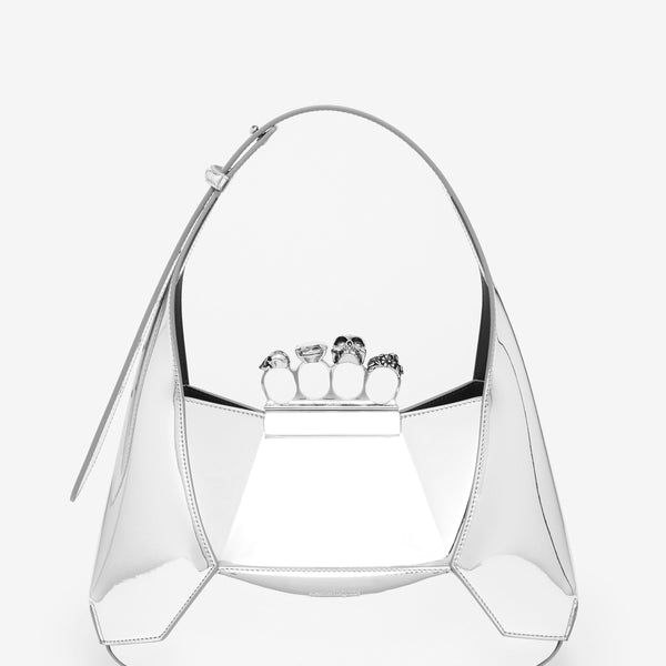 Alexander Mcqueen Women Silver Leather Jewelled Hobo Handbag Medium