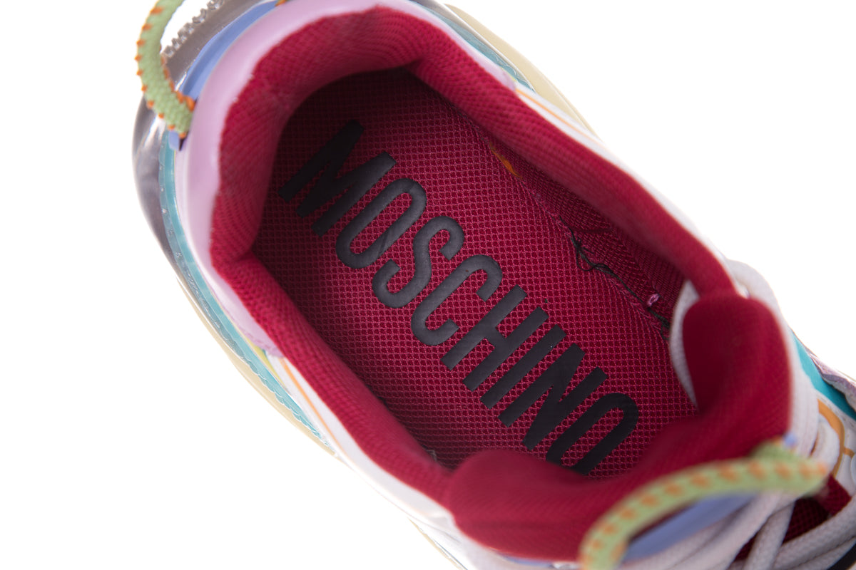 Moschino Multicolored Logo-Strap Teddy-Sole Sneakers SZ 40