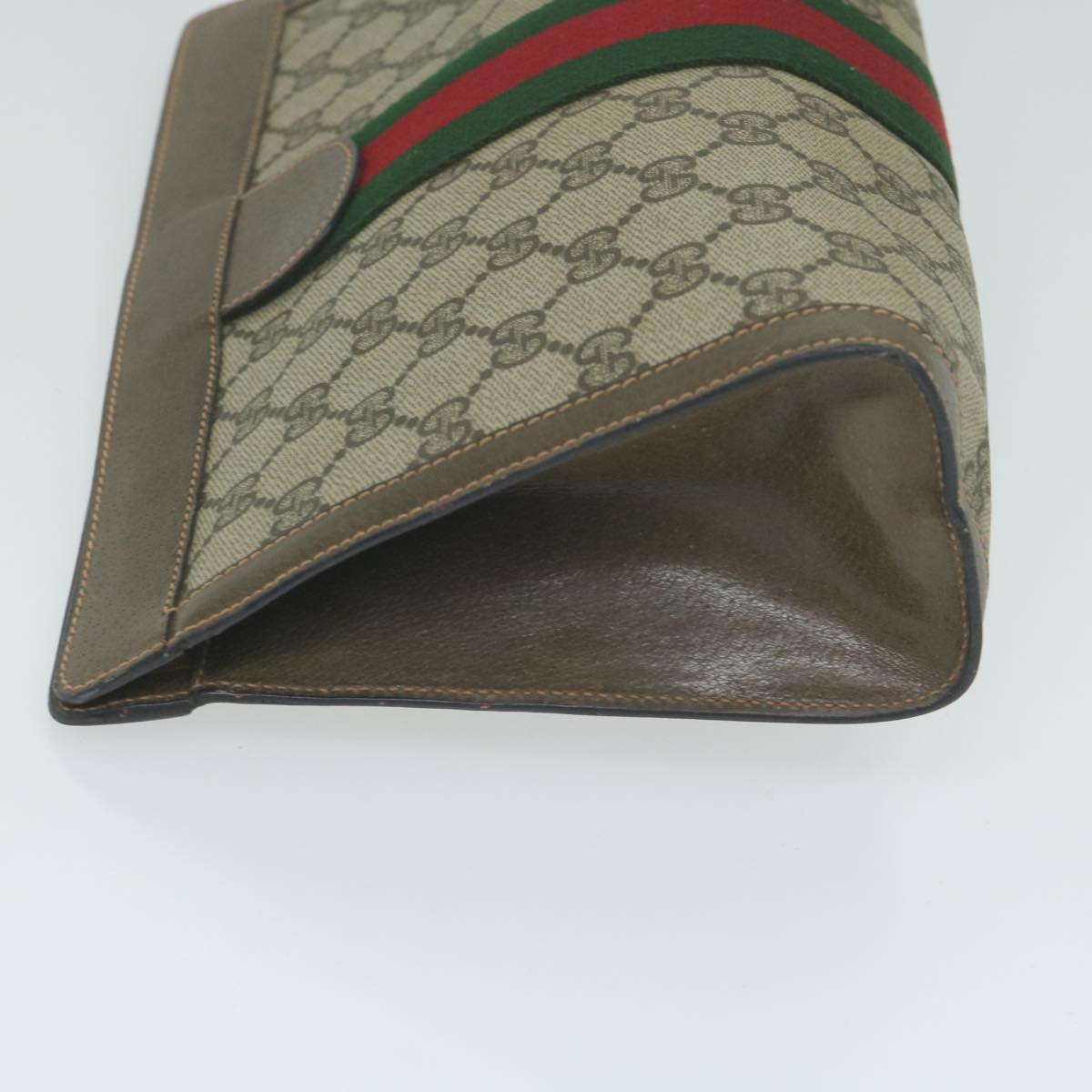 GUCCI GG Supreme Web Sherry Line Clutch Bag Beige Red 89 01 002 Auth ep3034