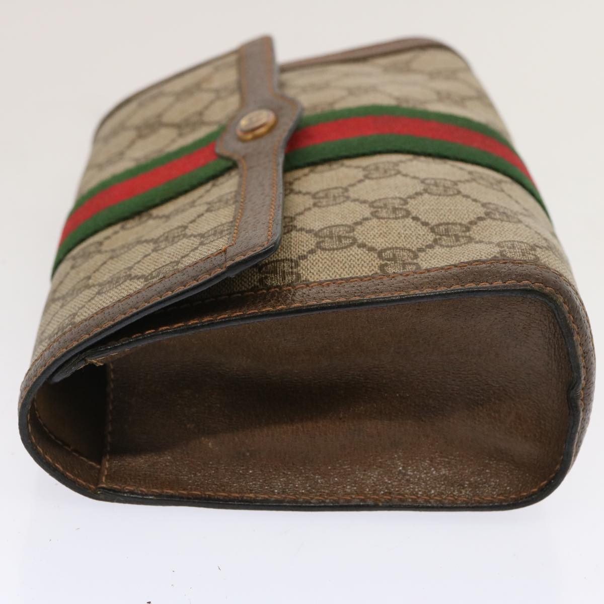 GUCCI GG Supreme Web Sherry Line Clutch Bag PVC Beige Red 89 01 006 Auth ep3955