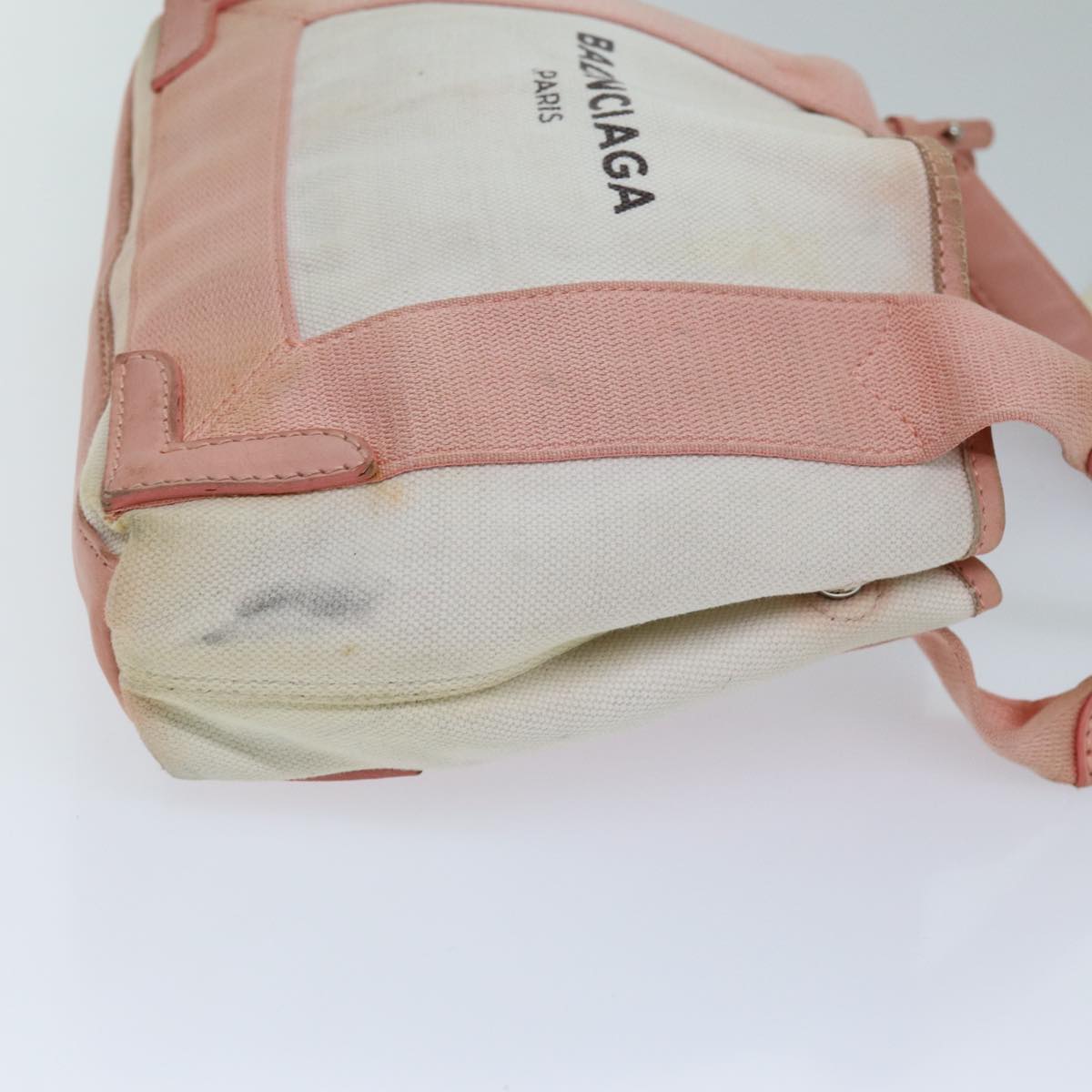 balenciaga Navy Cabas XS Hand Bag Canvas Pink Auth ep4480