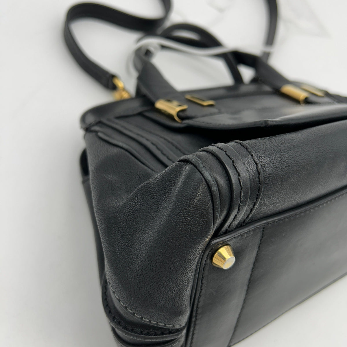 Chloe Calfskin Goatskin Medium Alice Satchel Black LA6971