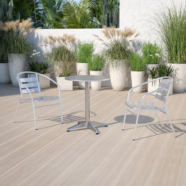 23.5" round Aluminum Indoor-Outdoor Table with Base