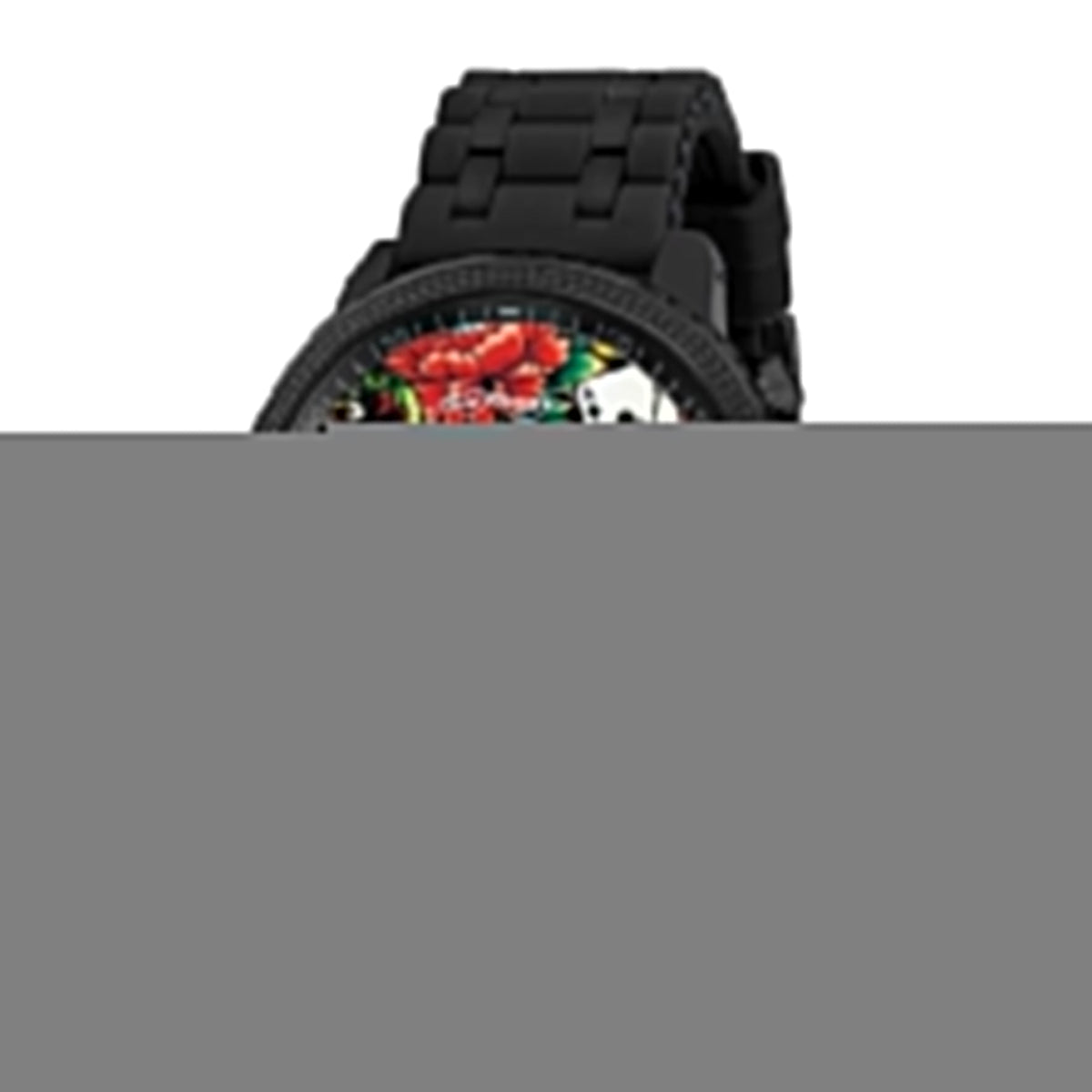 Ed Hardy Men's Black Silicone Strap Watch 48mm