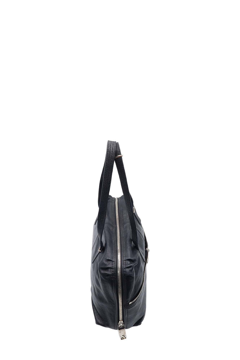 Front Zip Satchel Bag Black