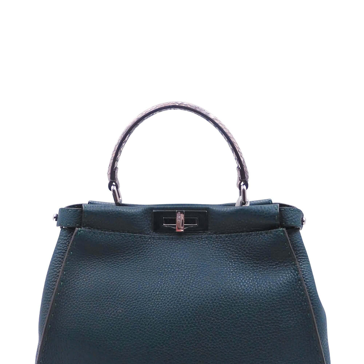 Regular Selleria Peekaboo Python Handle Bag Dark Teal