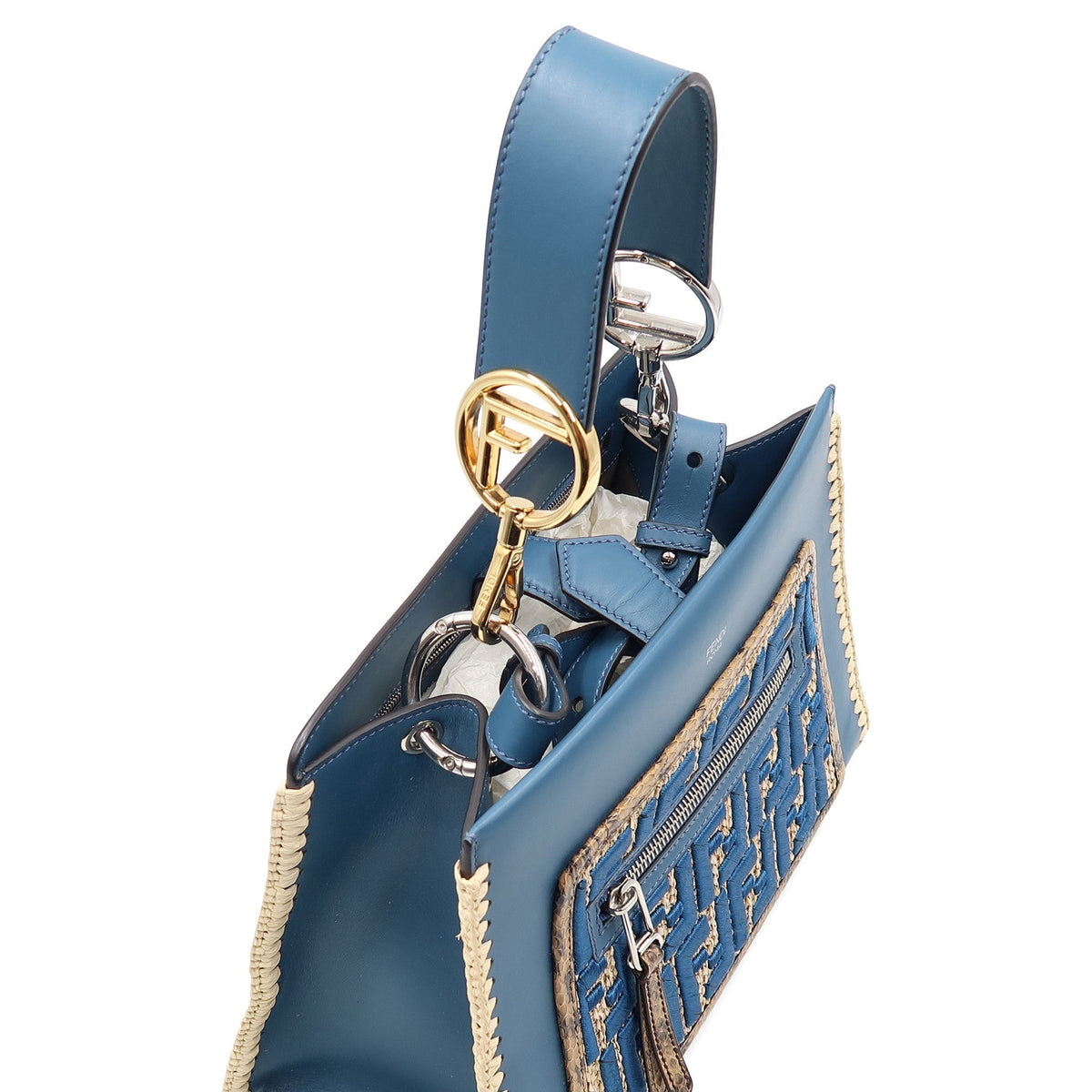 Small Snakeskin-Trimmed Runaway Blue