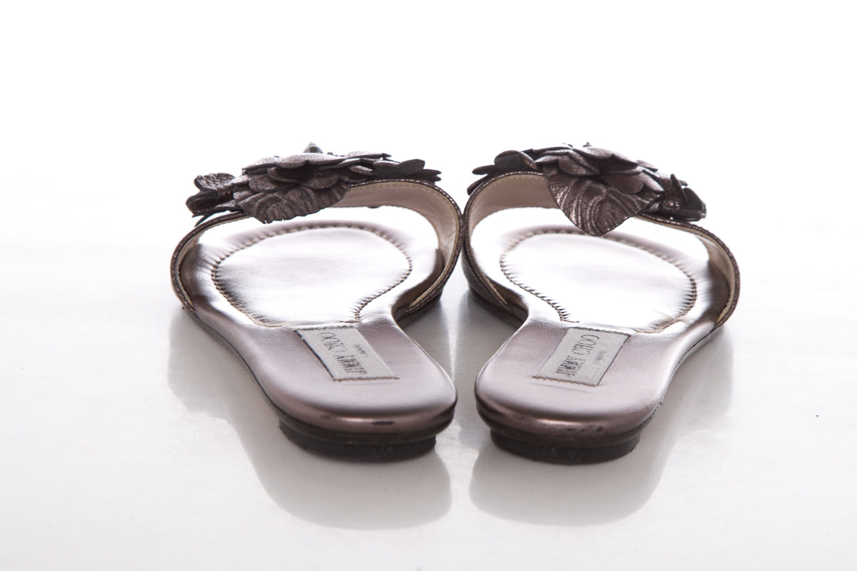 Jimmy Choo Metallic Floral Sandals SZ 37