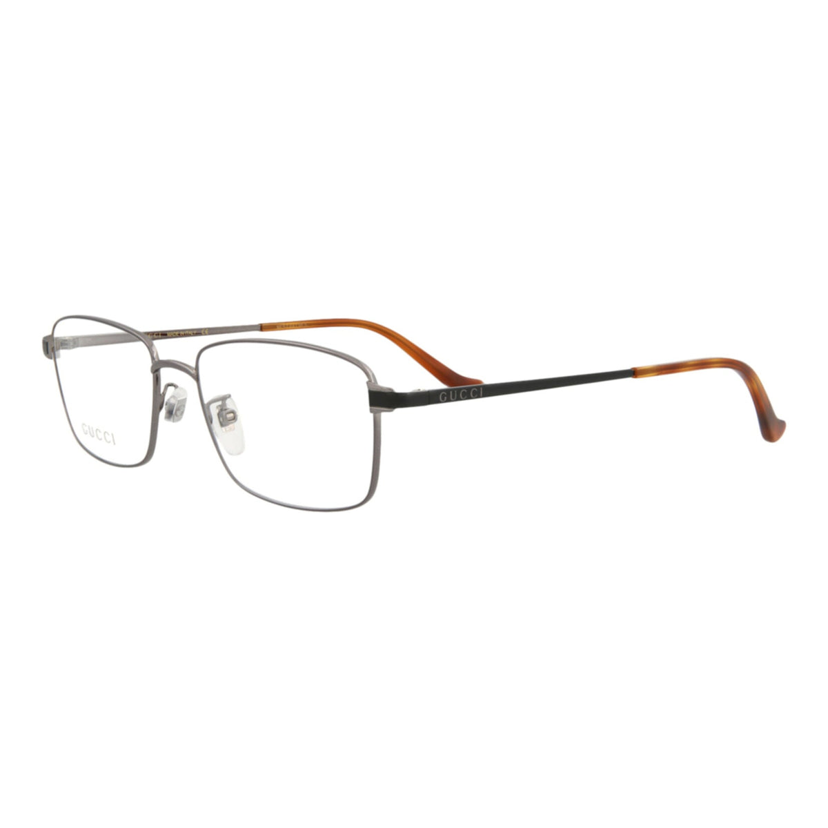 Gucci Mens Square/Rectangle Ruthenium Black Transparent Fashion Designer Eyewear