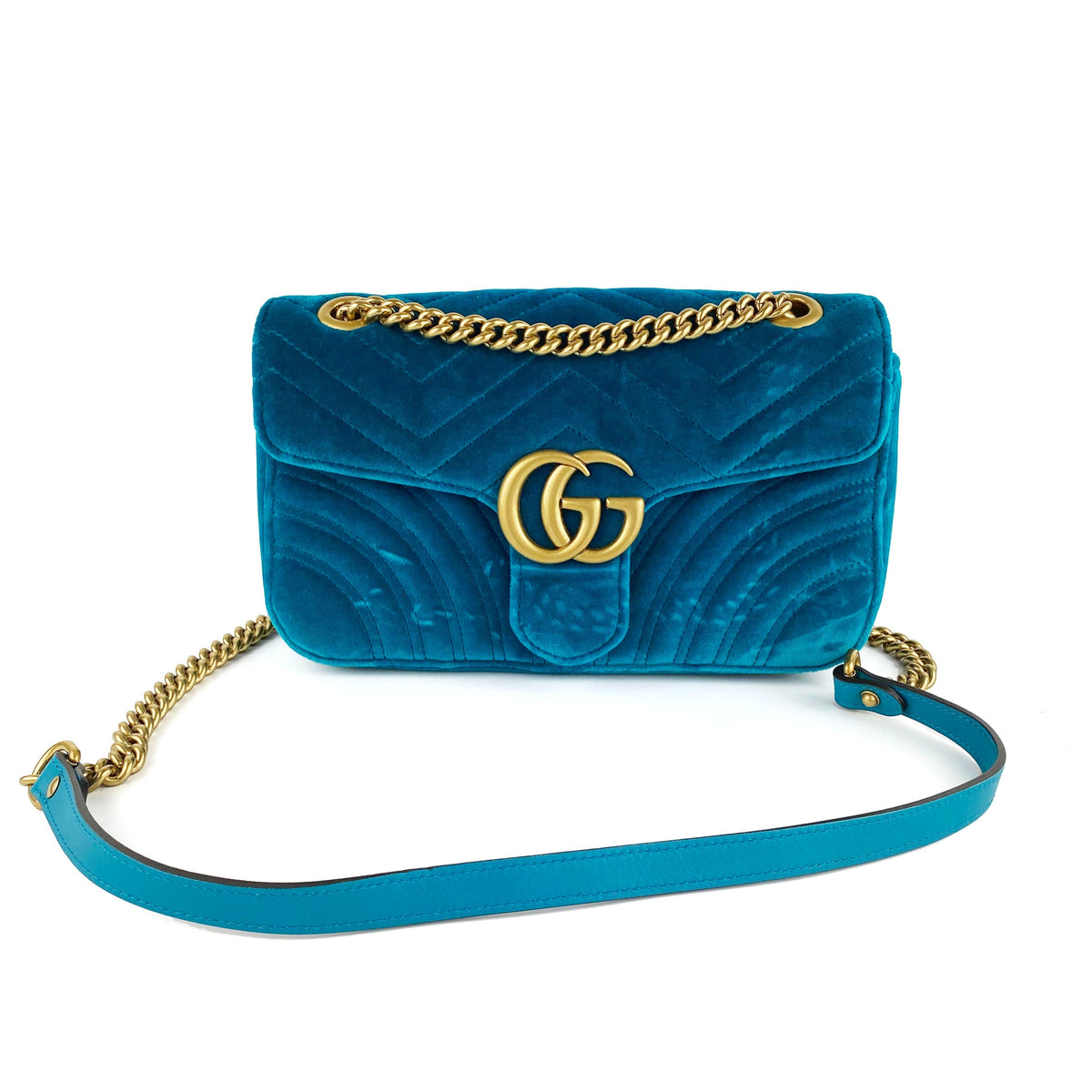 Gucci Teal Velvet Marmont Bag