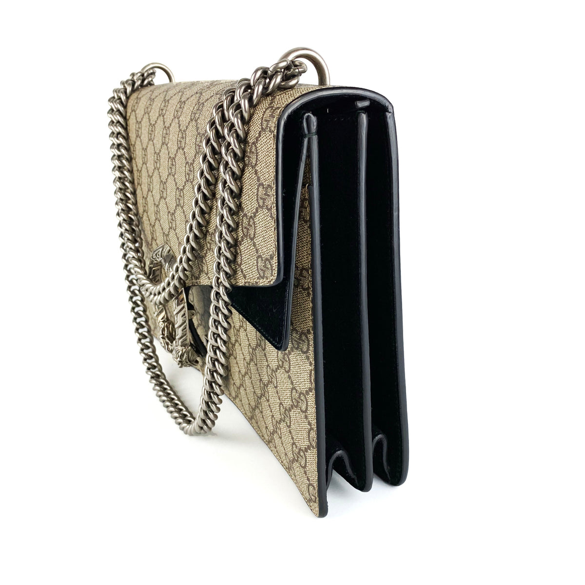 Gucci Dionysus Monogram Bag with Black Suede Trim