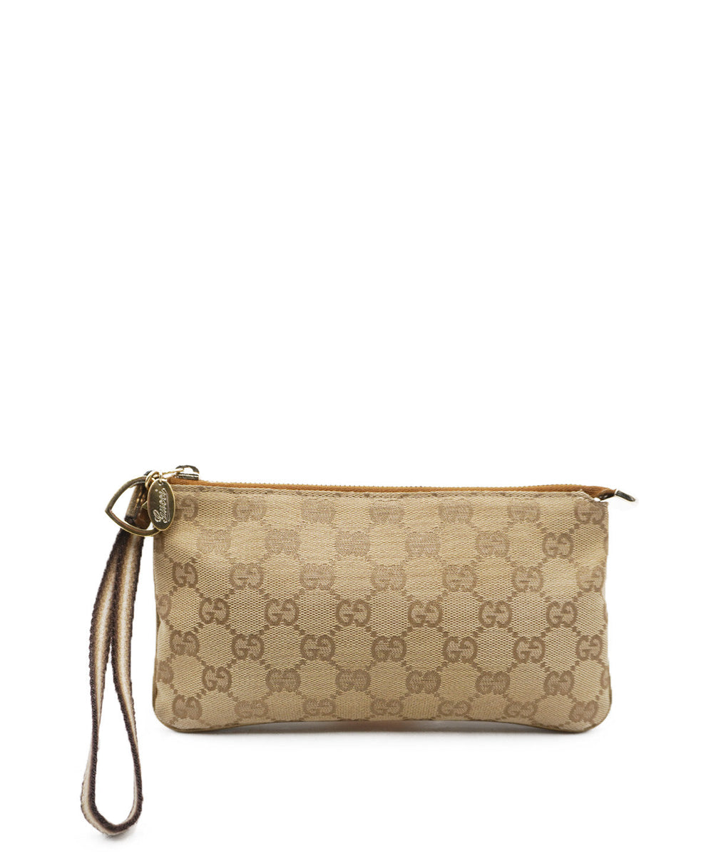 GG Canvas Jolicoeur Wristlet Brown