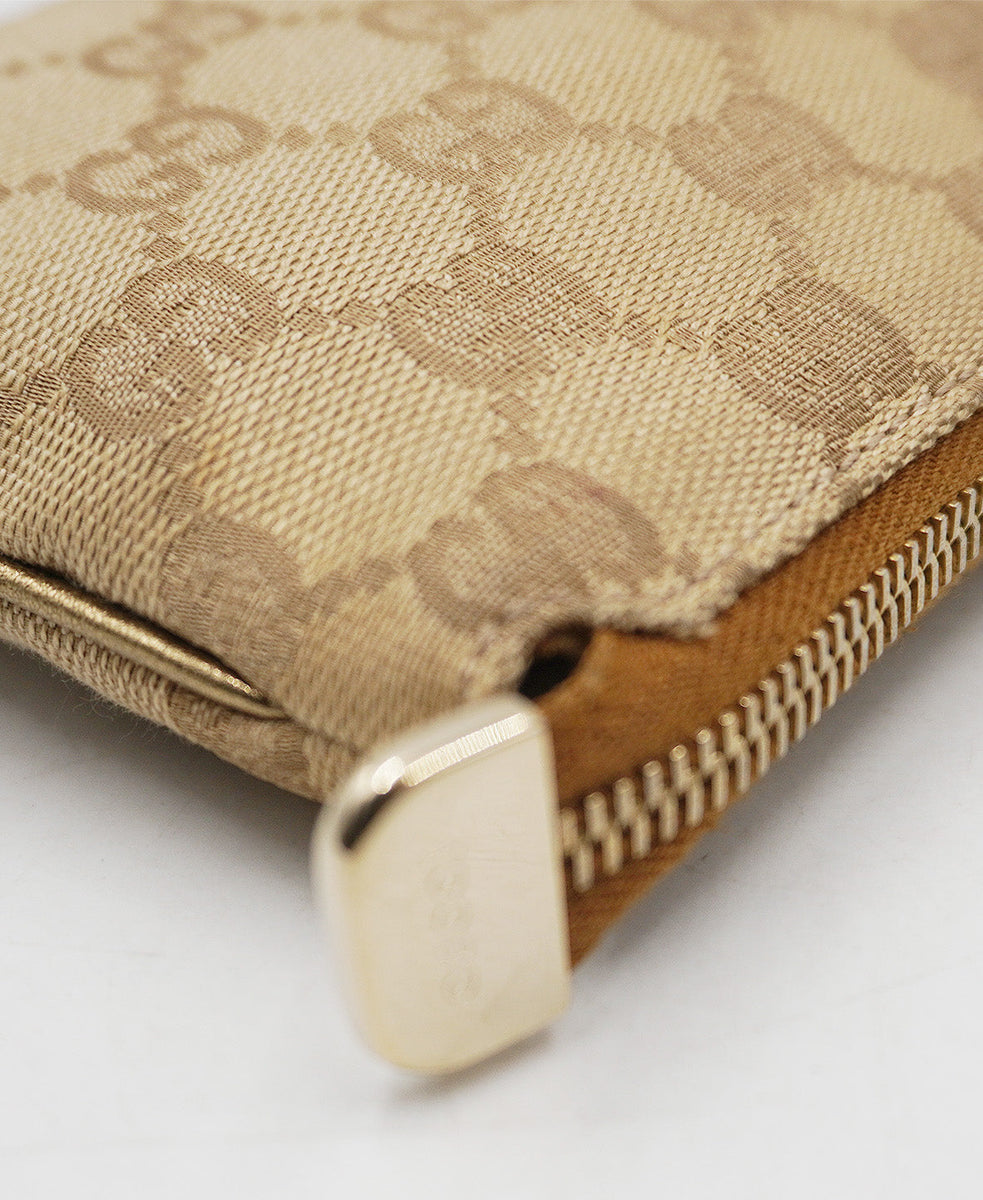 GG Canvas Jolicoeur Wristlet Brown