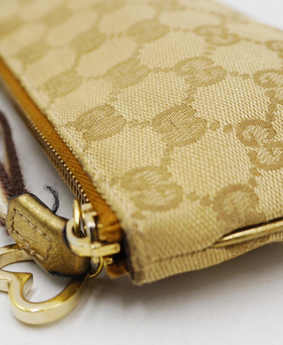 GG Canvas Jolicoeur Wristlet Brown