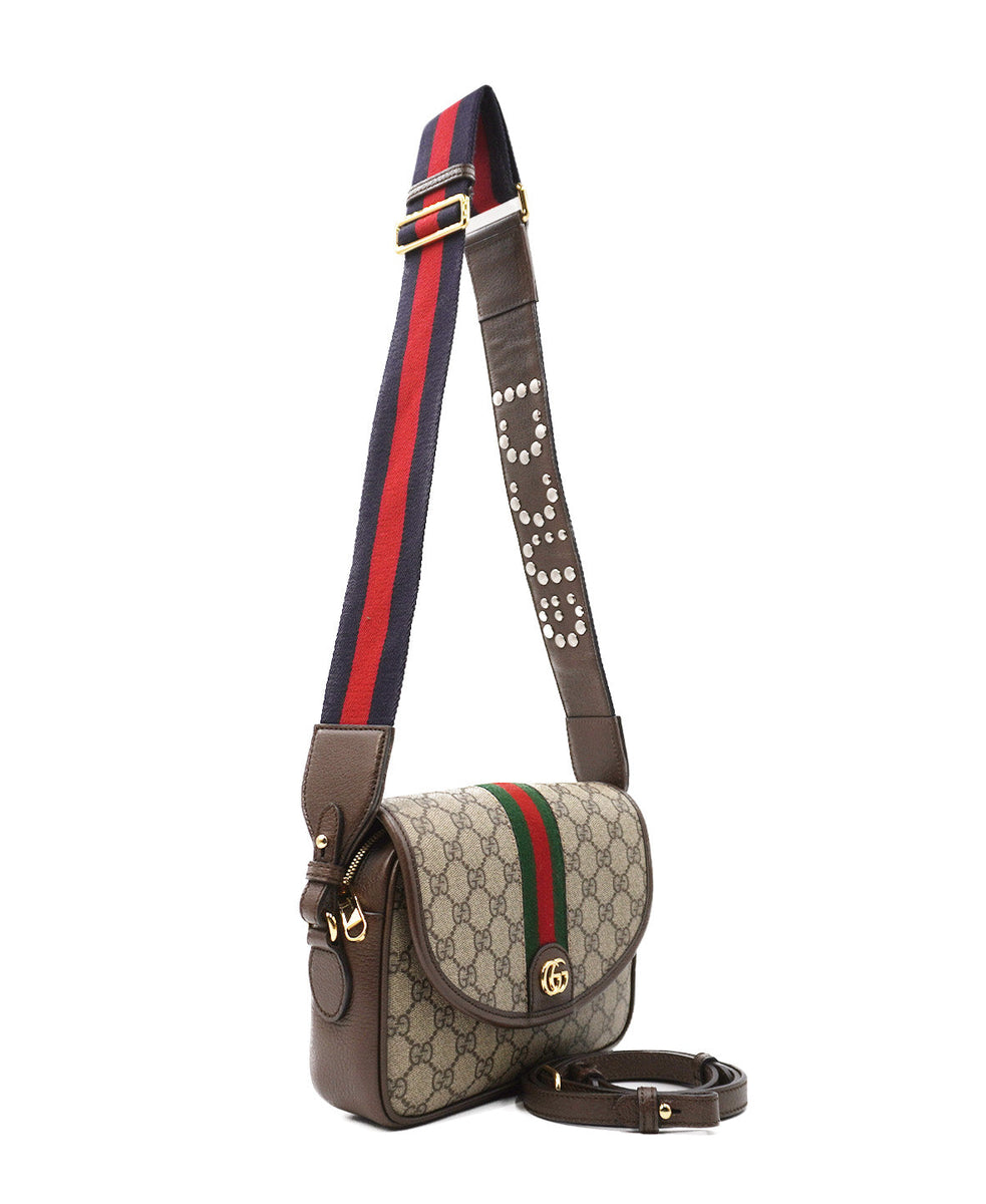 GG Canvas Small Ophidia Shoulder Bag Brown