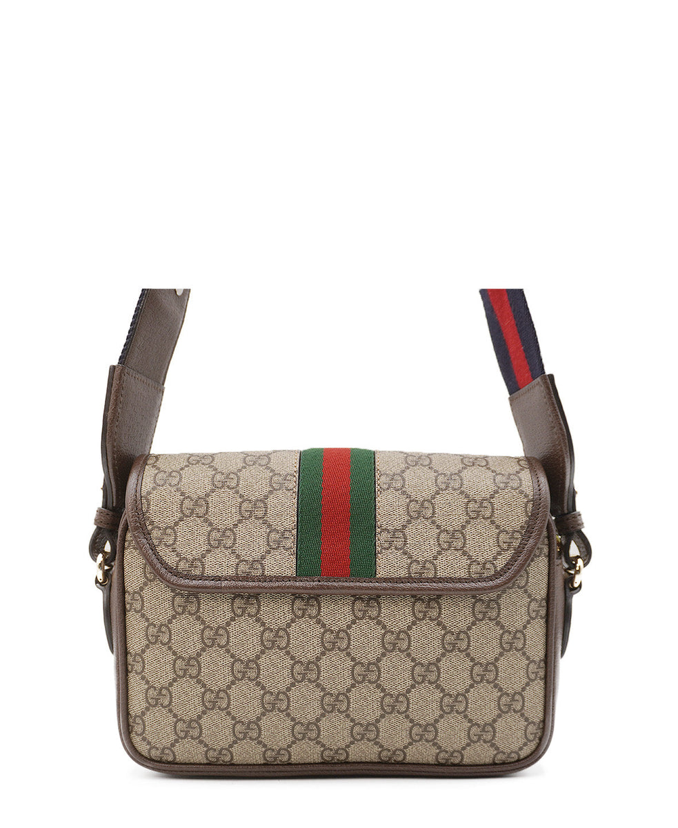 GG Canvas Small Ophidia Shoulder Bag Brown