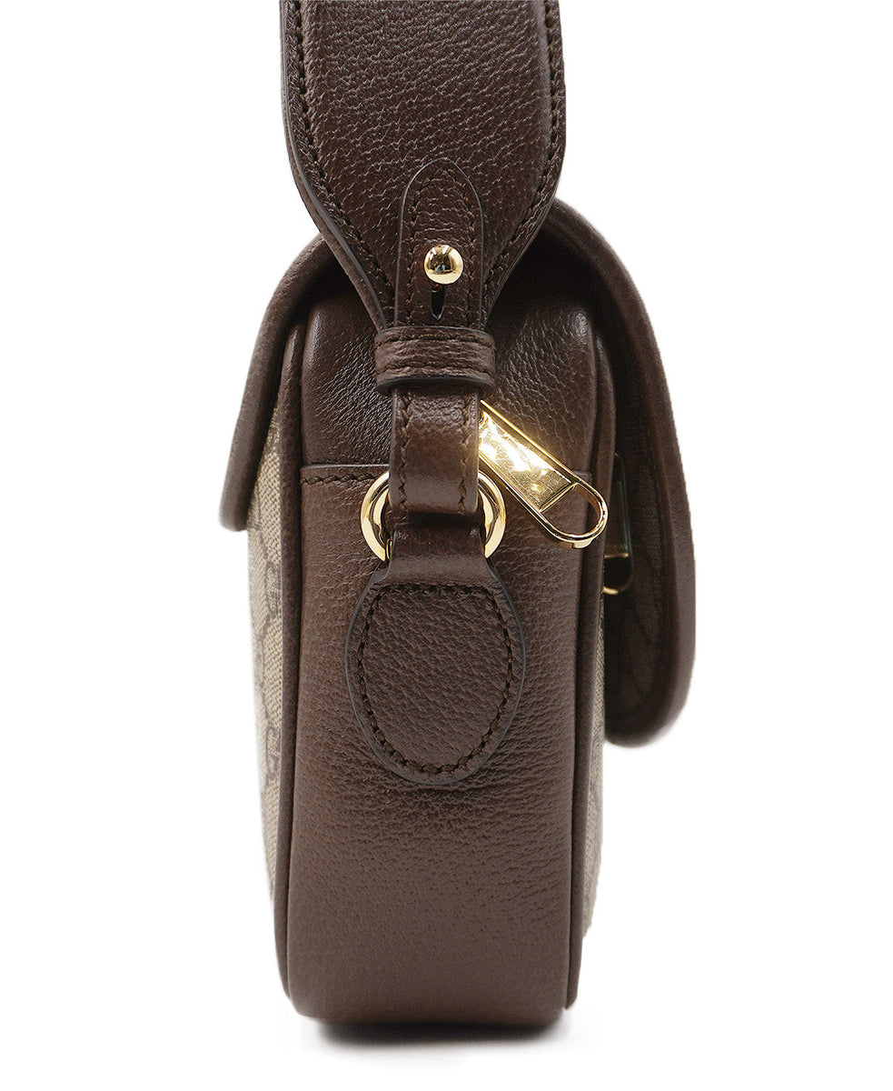GG Canvas Small Ophidia Shoulder Bag Brown
