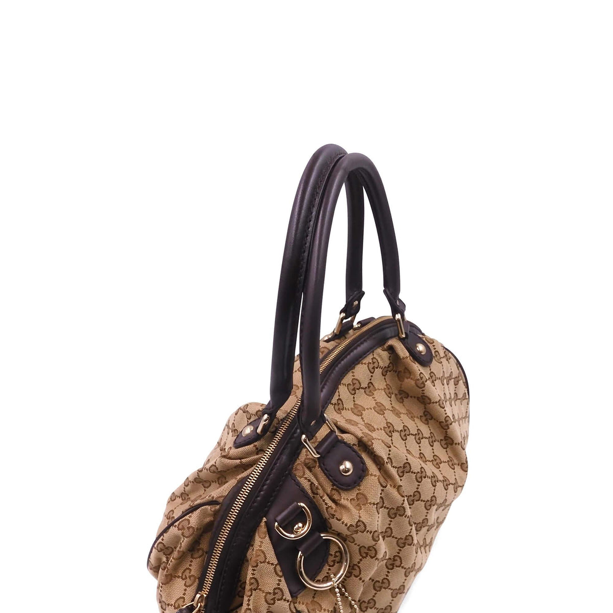 GG Canvas Sukey Boston Bag Brown