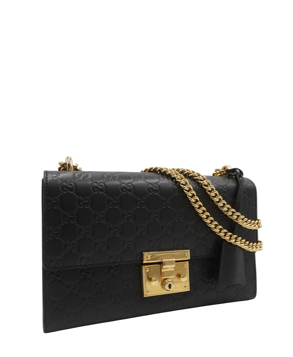 GG Signature Padlock Shoulder Bag Black