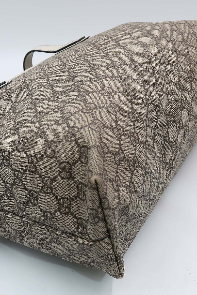 GG Supreme Tote Brown, White