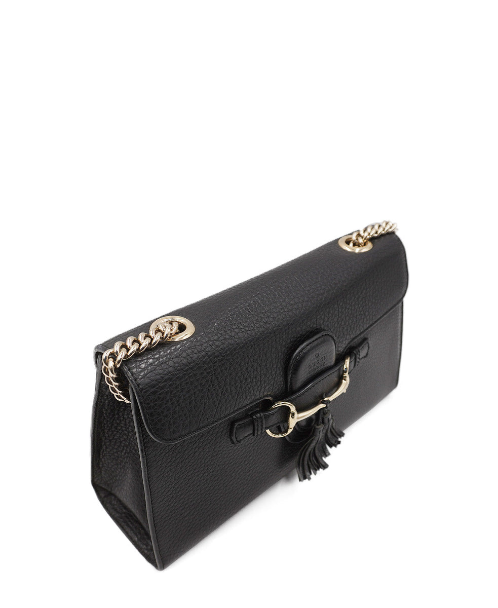 Guccissima Leather Emily Chain Shoulder Black