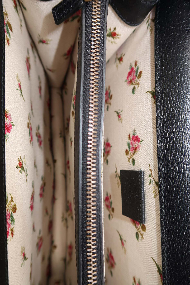 Medium Floral Embroidered Dionysus Black
