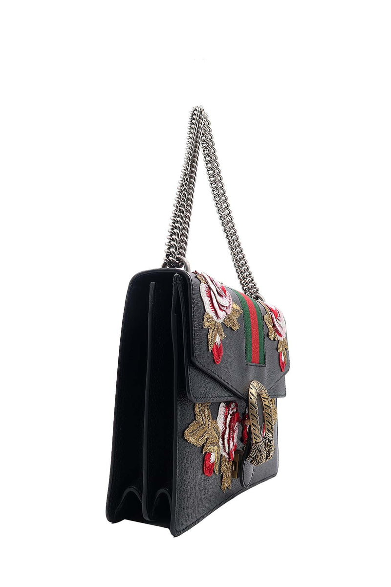 Medium Floral Embroidered Dionysus Black