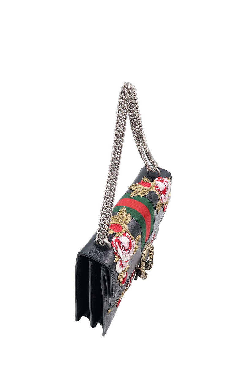 Medium Floral Embroidered Dionysus Black
