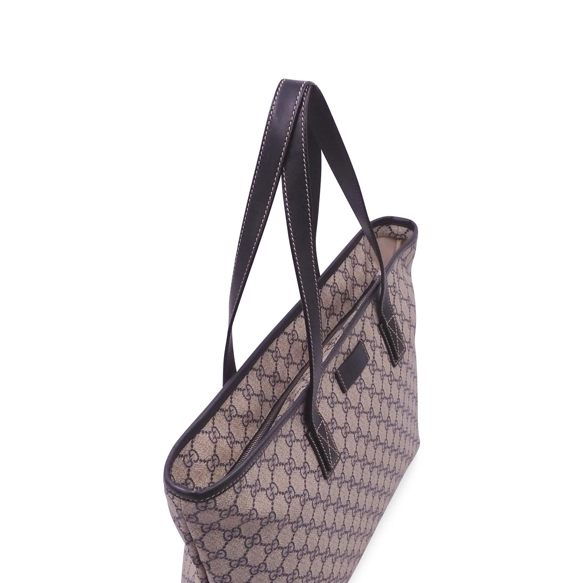 Medium GG Coated Canvas Tote Black Beige