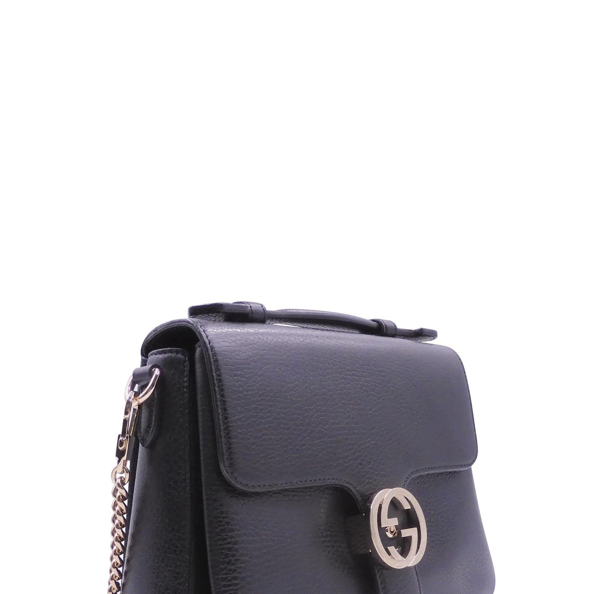 Interlocking GG Top Handle Shoulder Bag Black