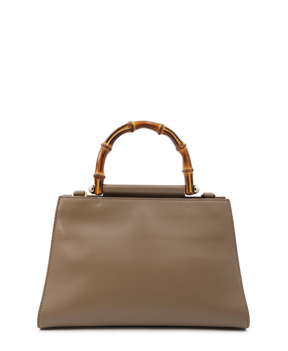 Medium Nymphaea Bamboo Top Handle Bag Brown