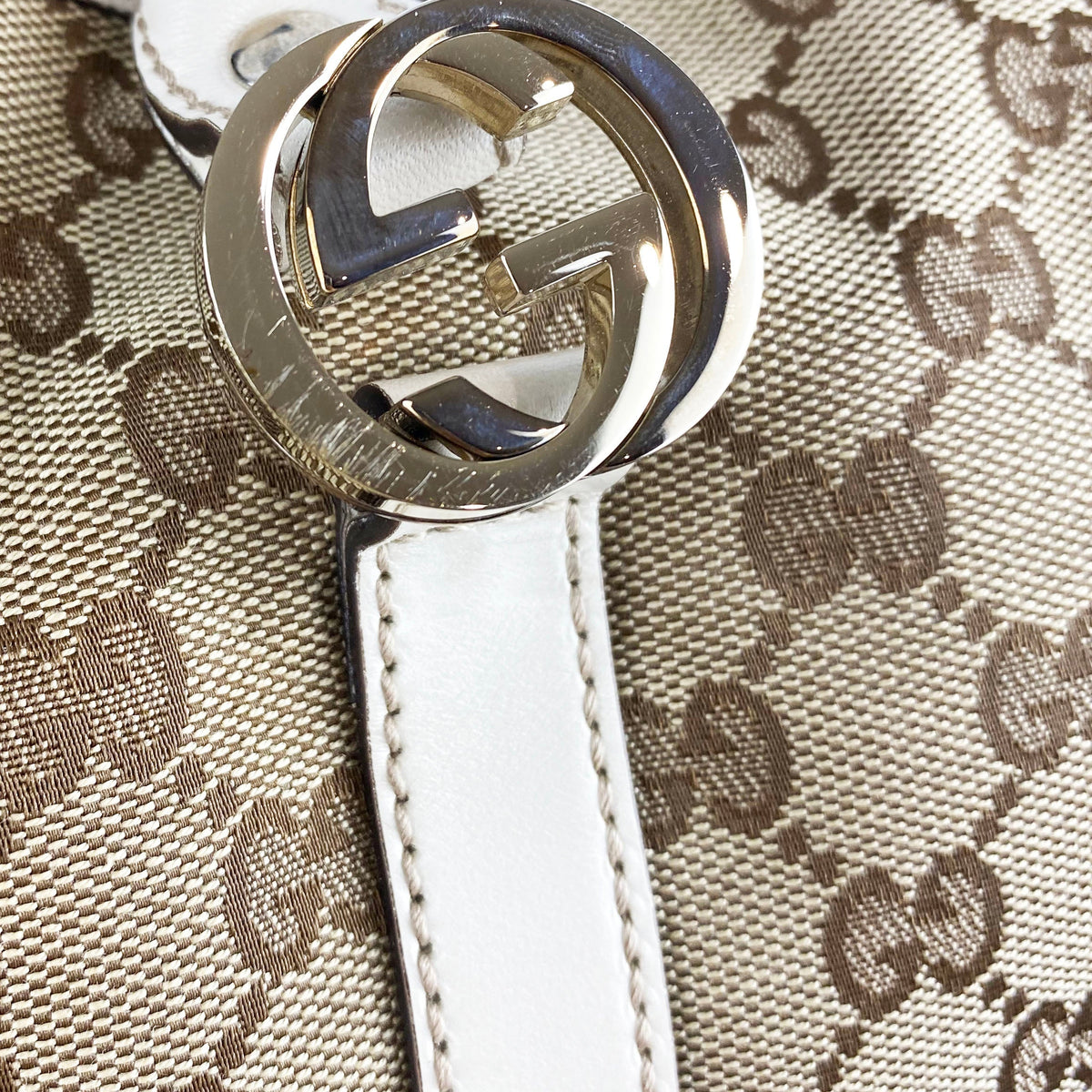 Gucci White Monogram Tote Bag