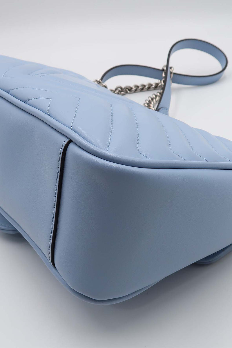 Small GG Marmont Matelasse Shoulder Bag Porcelain Light Blue