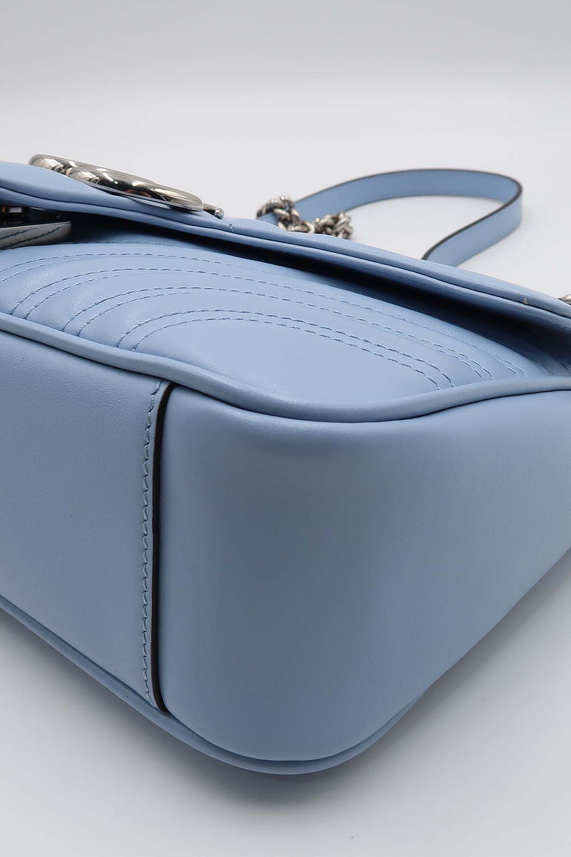 Small GG Marmont Matelasse Shoulder Bag Porcelain Light Blue