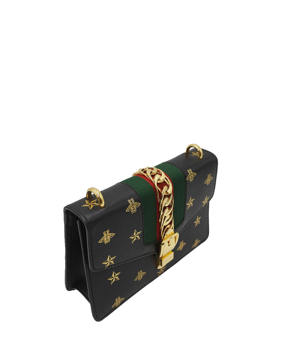 Small Sylvie Bee Star Shoulder Bag Black