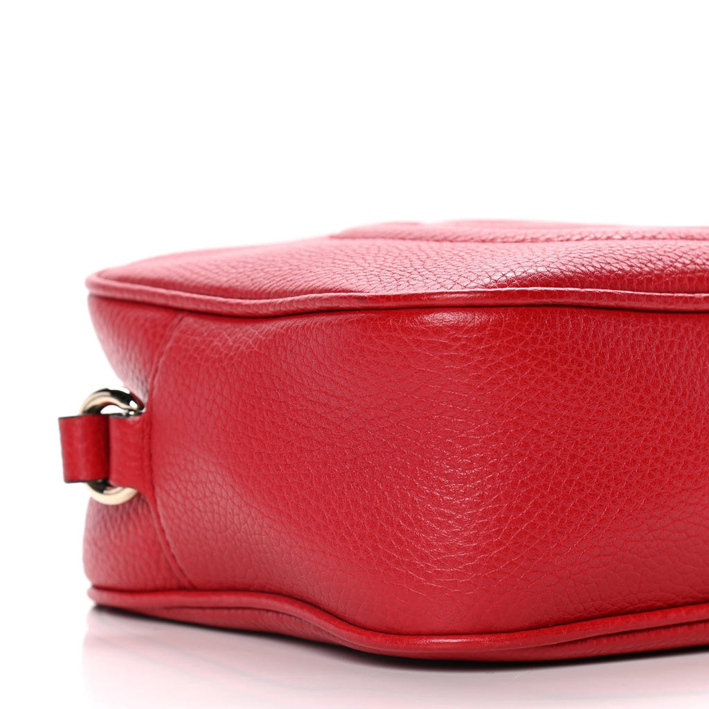 Gucci Soho 308364 Red Camera Gold Chain GG Logo Leather Shoulder Bag Itay NEW
