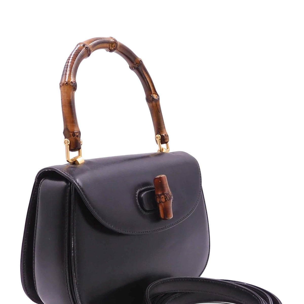 Vintage Bamboo Top Handle Bag Black