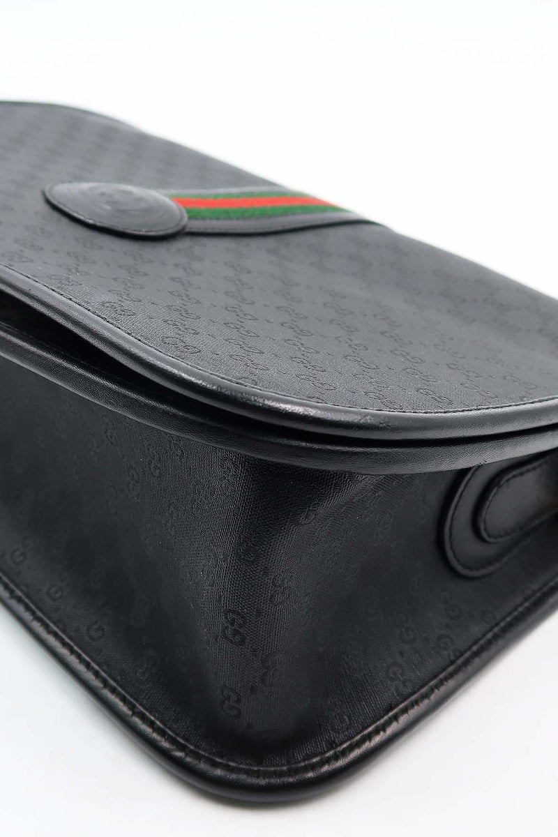 Vintage Coated Canvas Messenger Bag Black