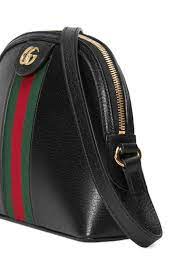 GUCCI Calfskin GG Web Small Ophidia Dome Shoulder Bag Black