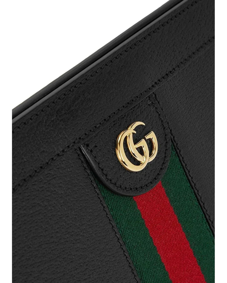 GUCCI Calfskin GG Web Small Ophidia Dome Shoulder Bag Black