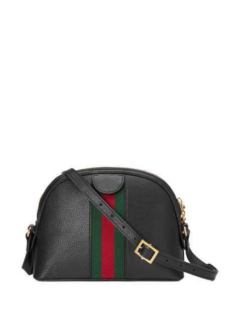 GUCCI Calfskin GG Web Small Ophidia Dome Shoulder Bag Black