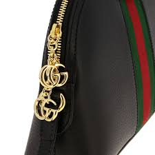 GUCCI Calfskin GG Web Small Ophidia Dome Shoulder Bag Black