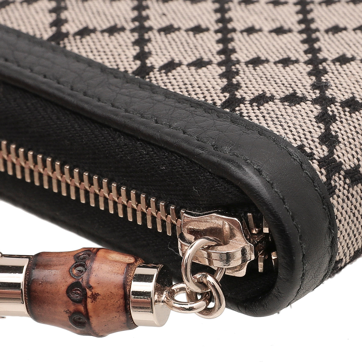 Gucci Bicolor Diamante Bamboo Tassel Zippy Wallet