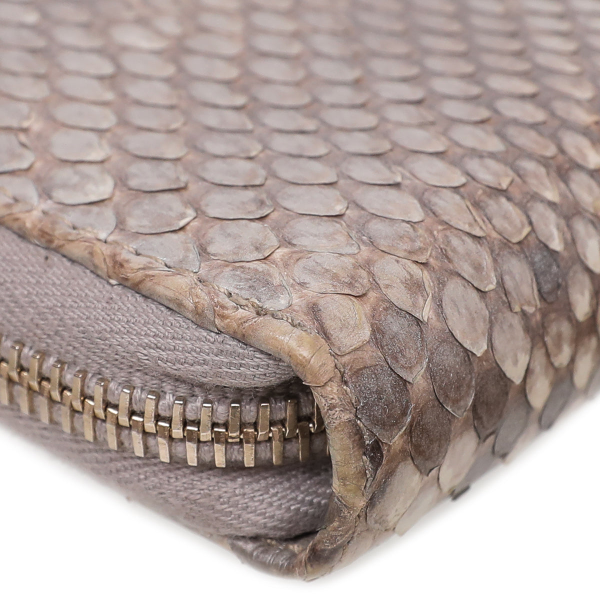 Gucci Metallic Gray Python Bamboo Tassel Zippy Wallet