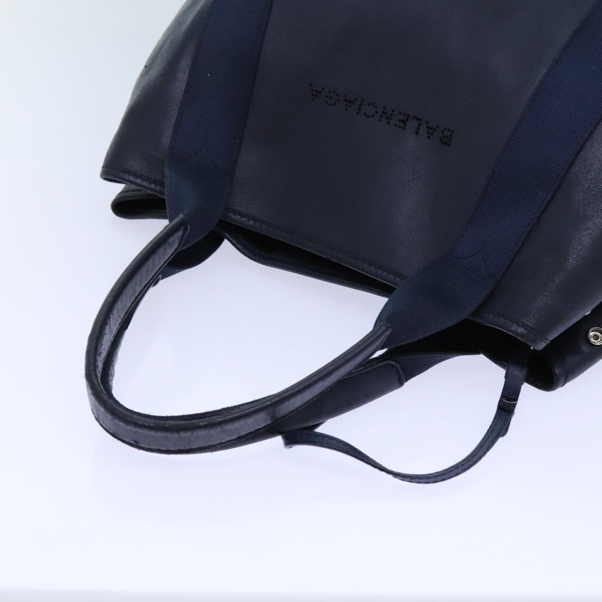 balenciaga Cabas Hand Bag Leather Navy Auth hk1228