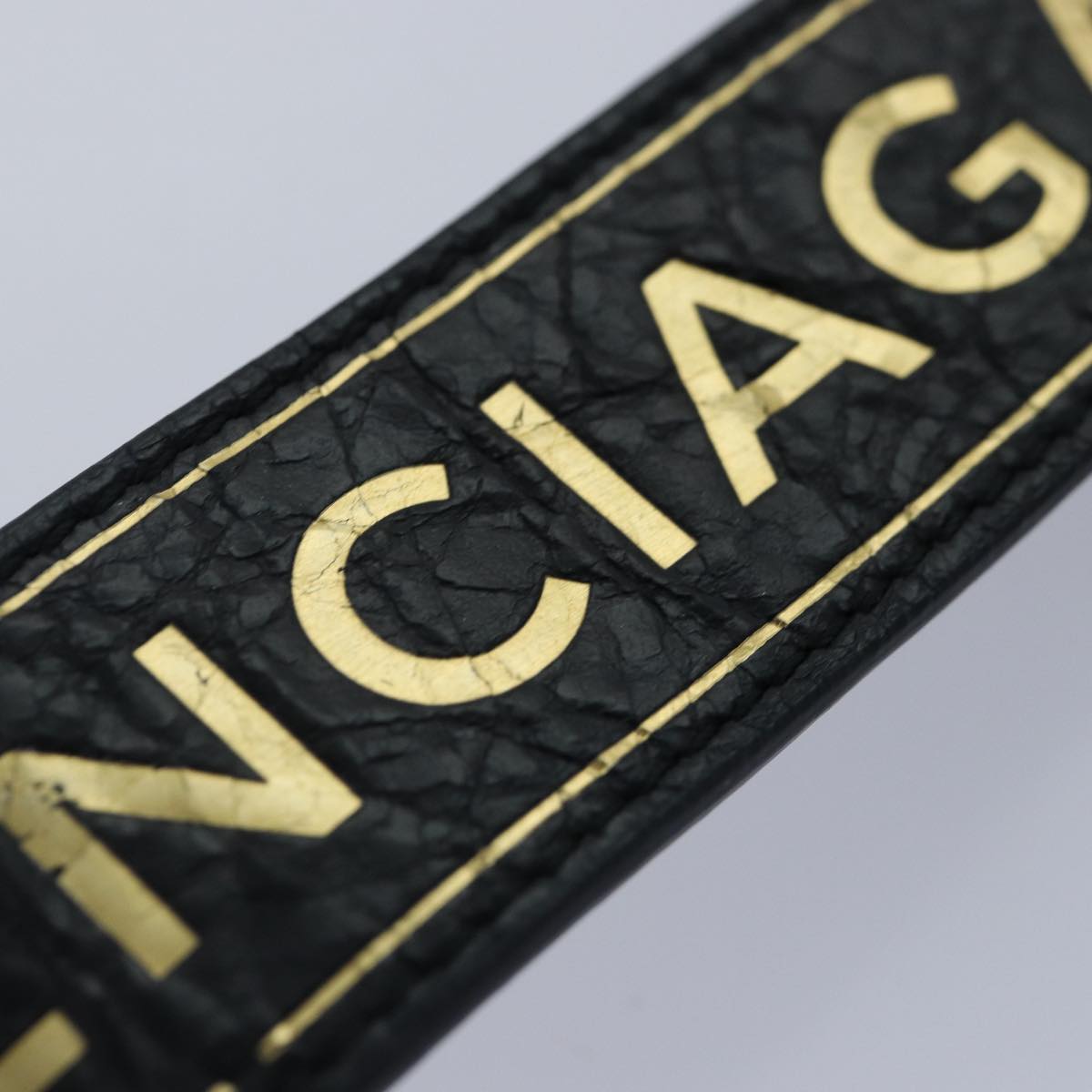 balenciaga Bangle Bracelet Leather Black 466597 Auth hk1591