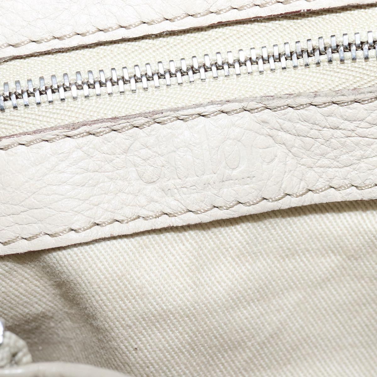 Chloe Mini Paddington Hand Bag Leather White Gold Silver hk1875