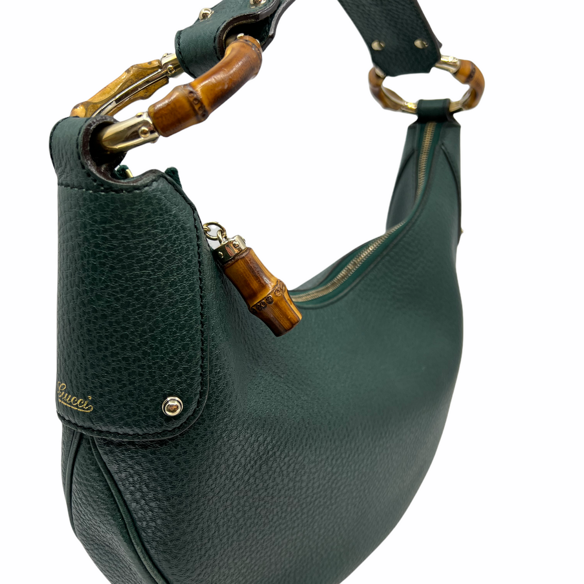 Gucci Pebbled Calfskin Bamboo Ring Hobo